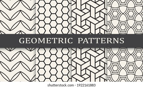 Set of geometric seamless patterns. Abstract geometric graphic design simple pattern. Seamless geometric lines pattern.