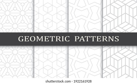 Set of geometric seamless patterns. Abstract geometric graphic design print pattern. Seamless geometric gray lines pattern.