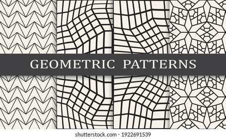 Conjunto de patrones geométricos sin soldadura. Resumen de diseño gráfico geométrico simple patrón. Patrón de líneas geométricas sin foco.