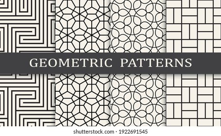 Set of geometric seamless patterns. Abstract geometric graphic design simple pattern. Seamless geometric lines pattern.