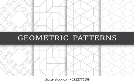 Set of geometric seamless patterns. Abstract geometric graphic design print pattern. Seamless geometric gray lines pattern.