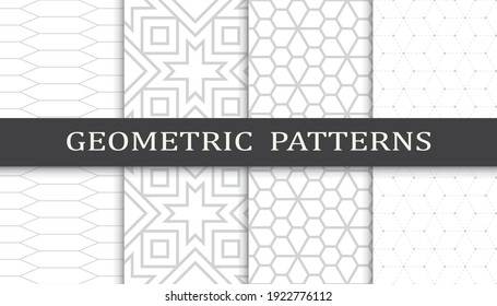 Set of geometric seamless patterns. Abstract geometric graphic design print pattern. Seamless geometric gray lines pattern.