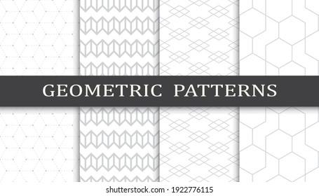 Set of geometric seamless patterns. Abstract geometric graphic design print pattern. Seamless geometric gray lines pattern.
