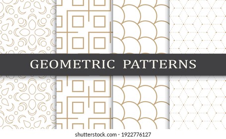 Set of geometric seamless patterns. Abstract geometric graphic design print pattern. Seamless geometric golden lines pattern.
