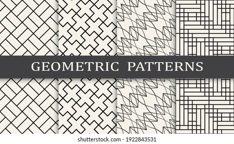 Set of geometric seamless patterns. Abstract geometric graphic design simple pattern. Seamless geometric lines pattern.