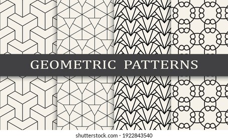 Set of geometric seamless patterns. Abstract geometric graphic design simple pattern. Seamless geometric lines pattern.