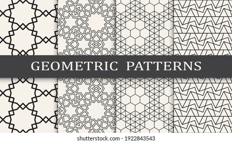 Set of geometric seamless patterns. Abstract geometric graphic design simple pattern. Seamless geometric lines pattern.