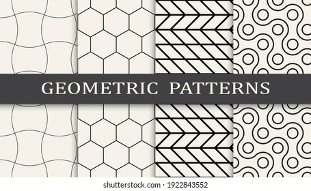 Set of geometric seamless patterns. Abstract geometric graphic design simple pattern. Seamless geometric lines pattern.