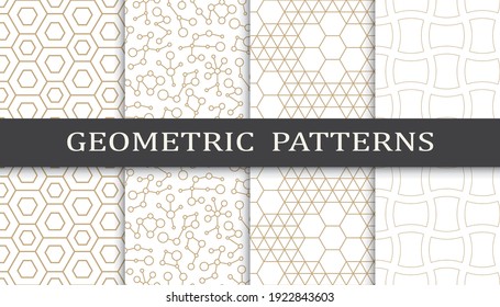 Set of geometric seamless patterns. Abstract geometric graphic design print pattern. Seamless geometric golden lines pattern.