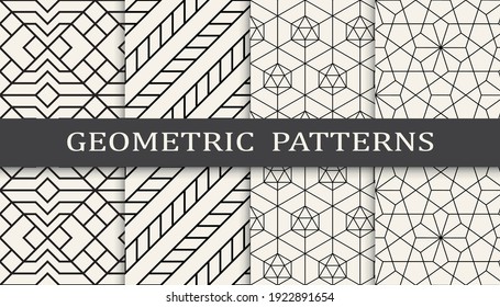 Set of geometric seamless patterns. Abstract geometric graphic design simple pattern. Seamless geometric lines pattern.