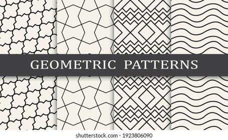 Set of geometric seamless patterns. Abstract geometric graphic design simple pattern. Seamless geometric lines pattern.