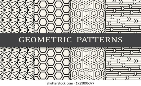 Set of geometric seamless patterns. Abstract geometric graphic design simple pattern. Seamless geometric lines pattern.
