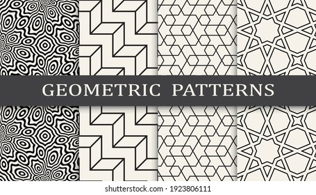 Set of geometric seamless patterns. Abstract geometric graphic design simple pattern. Seamless geometric lines pattern.