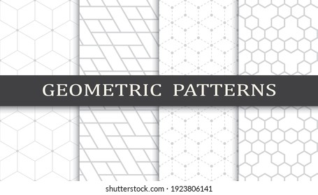 Set of geometric seamless patterns. Abstract geometric graphic design print pattern. Seamless geometric gray lines pattern.