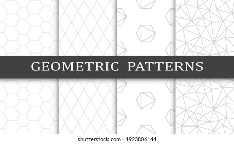 Set of geometric seamless patterns. Abstract geometric graphic design print pattern. Seamless geometric gray lines pattern.