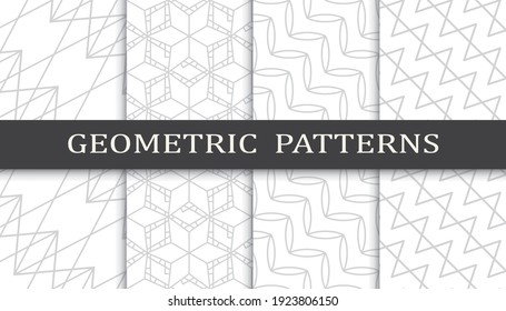 Set of geometric seamless patterns. Abstract geometric graphic design print pattern. Seamless geometric gray lines pattern.