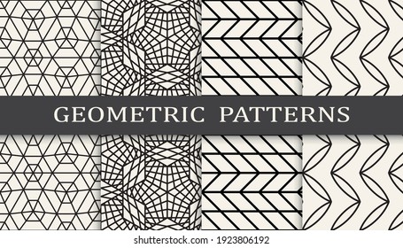 Set of geometric seamless patterns. Abstract geometric graphic design simple pattern. Seamless geometric lines pattern.