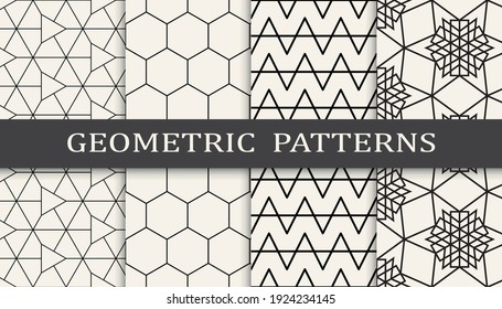 Set of geometric seamless patterns. Abstract geometric graphic design simple pattern. Seamless geometric lines pattern.