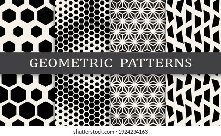 Set of geometric seamless patterns. Abstract geometric graphic design simple pattern. Seamless geometric halftone pattern.
