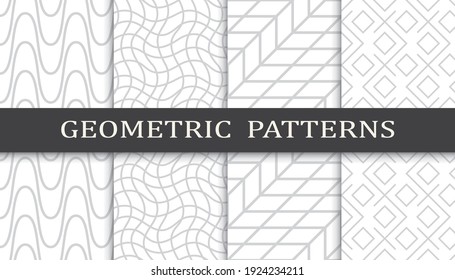 Set of geometric seamless patterns. Abstract geometric graphic design print pattern. Seamless geometric gray lines pattern.