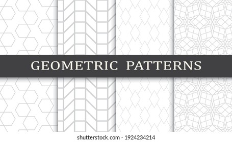 Set of geometric seamless patterns. Abstract geometric graphic design print pattern. Seamless geometric gray lines pattern.