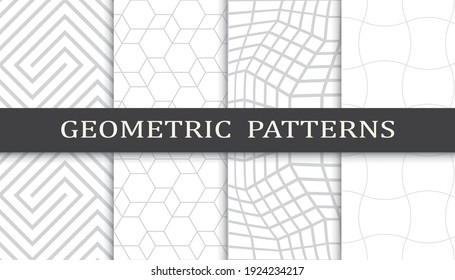 Set of geometric seamless patterns. Abstract geometric graphic design print pattern. Seamless geometric gray lines pattern.