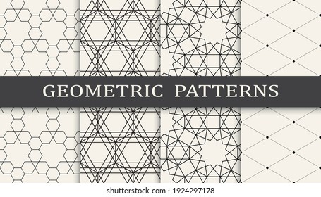 Set of geometric seamless patterns. Abstract geometric graphic design simple pattern. Seamless geometric lines pattern.