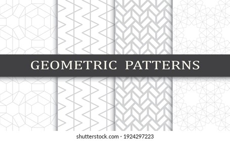 Set of geometric seamless patterns. Abstract geometric graphic design print pattern. Seamless geometric gray lines pattern.