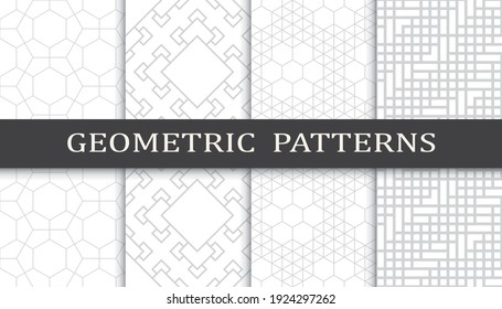 Set of geometric seamless patterns. Abstract geometric graphic design print pattern. Seamless geometric gray lines pattern.