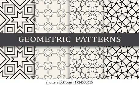 Set of geometric seamless patterns. Abstract geometric graphic design simple pattern. Seamless geometric lines pattern.