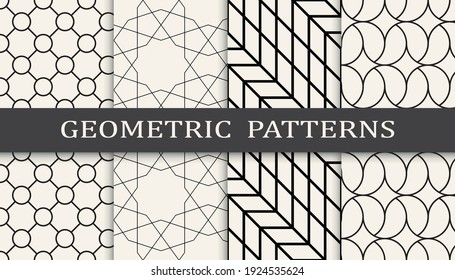 Set of geometric seamless patterns. Abstract geometric graphic design simple pattern. Seamless geometric lines pattern.