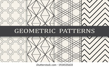 Set of geometric seamless patterns. Abstract geometric graphic design simple pattern. Seamless geometric lines pattern.