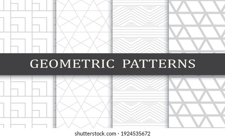 Set of geometric seamless patterns. Abstract geometric graphic design print pattern. Seamless geometric gray lines pattern.