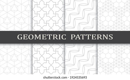 Set of geometric seamless patterns. Abstract geometric graphic design print pattern. Seamless geometric gray lines pattern.