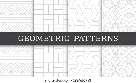 Set of geometric seamless patterns. Abstract geometric graphic design print pattern. Seamless geometric gray lines pattern.