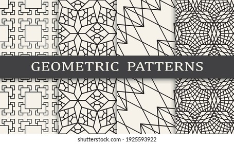 Set of geometric seamless patterns. Abstract geometric graphic design simple pattern. Seamless geometric lines pattern.