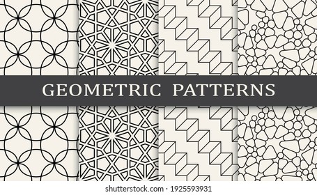 Set of geometric seamless patterns. Abstract geometric graphic design simple pattern. Seamless geometric lines pattern.