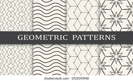 Set of geometric seamless patterns. Abstract geometric graphic design simple pattern. Seamless geometric lines pattern.