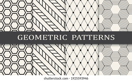 Set of geometric seamless patterns. Abstract geometric graphic design simple pattern. Seamless geometric lines pattern.