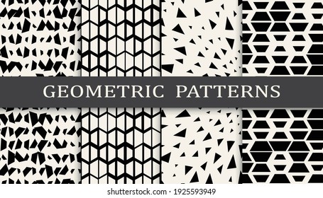 Set of geometric seamless patterns. Abstract geometric graphic design simple pattern. Seamless geometric halftone pattern.