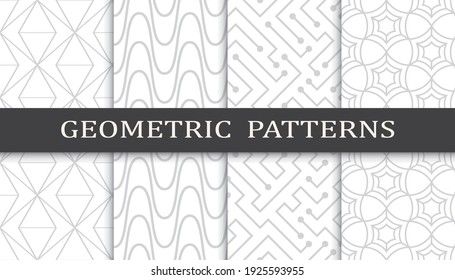 Set of geometric seamless patterns. Abstract geometric graphic design print pattern. Seamless geometric gray lines pattern.