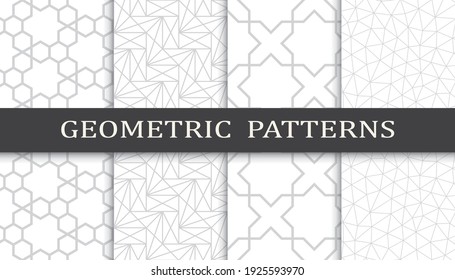 Set of geometric seamless patterns. Abstract geometric graphic design print pattern. Seamless geometric gray lines pattern.