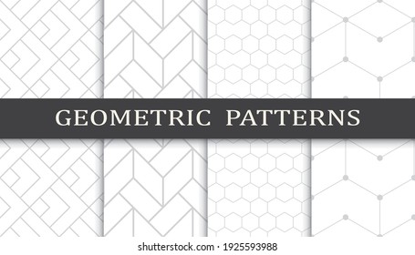 Set of geometric seamless patterns. Abstract geometric graphic design print pattern. Seamless geometric gray lines pattern.
