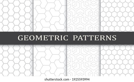 Set of geometric seamless patterns. Abstract geometric graphic design print pattern. Seamless geometric gray lines pattern.