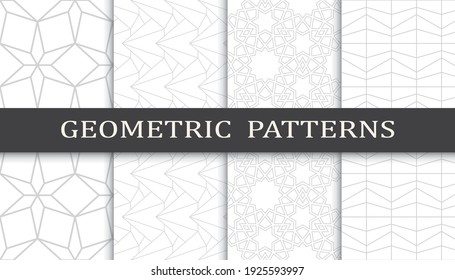 Set of geometric seamless patterns. Abstract geometric graphic design print pattern. Seamless geometric gray lines pattern.
