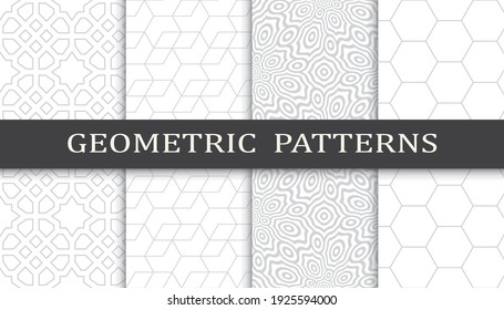 Set of geometric seamless patterns. Abstract geometric graphic design print pattern. Seamless geometric gray lines pattern.