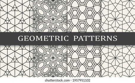 Set of geometric seamless patterns. Abstract geometric graphic design simple pattern. Seamless geometric lines pattern.