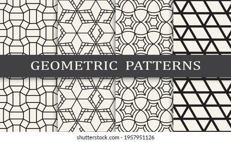 Set of geometric seamless patterns. Abstract geometric graphic design simple pattern. Seamless geometric lines pattern.