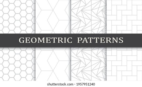 Set of geometric seamless patterns. Abstract geometric graphic design print pattern. Seamless geometric gray lines pattern.