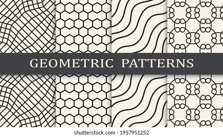 Set of geometric seamless patterns. Abstract geometric graphic design simple pattern. Seamless geometric lines pattern.